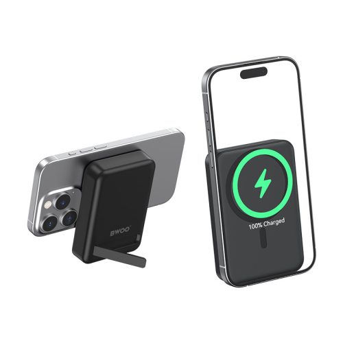 Magsafe power bank, mágneses, 10000 mAh, PD 3.0, 20W / 2A, fekete, BWOO BO-P59