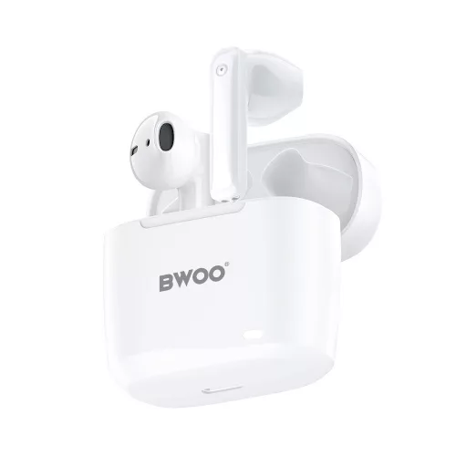 Stereo bluetooth headset vezeték nélküli töltőtokkal, TWS, fehér, BWOO BW94