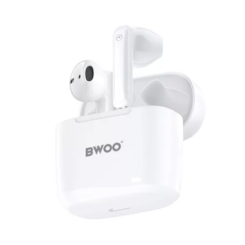 Stereo bluetooth headset vezeték nélküli töltőtokkal, TWS, fehér, BWOO BW94
