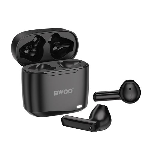 Stereo bluetooth headset vezeték nélküli töltőtokkal, TWS, fekete, BWOO BO-BW94
