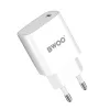 Hálózati töltőfej Type-C + Type-C - Type-C adatkábel, 3A / 20W, fehér, BWOO BO-CDA159C-C