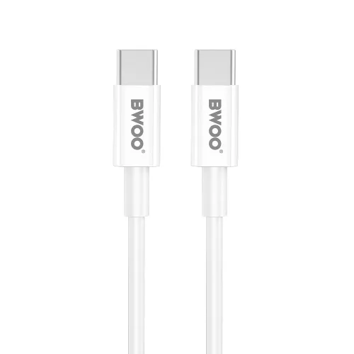 Hálózati töltőfej Type-C + Type-C - Type-C adatkábel, 3A / 20W, fehér, BWOO BO-CDA159C-C
