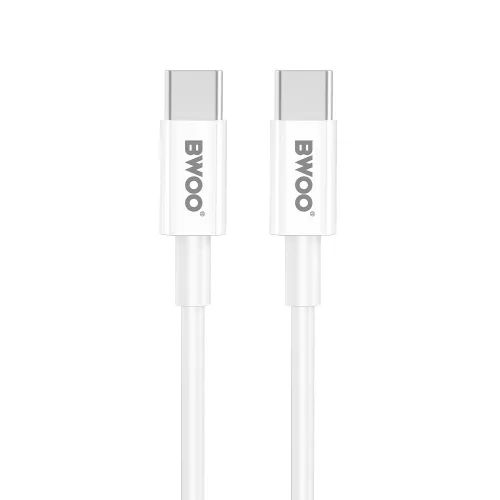 Hálózati töltőfej Type-C + Type-C - Type-C adatkábel, 3A / 20W, fehér, BWOO BO-CDA159C-C