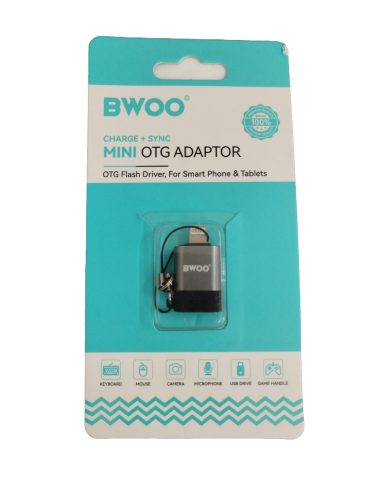 USB-A - iPhone 8pin OTG adapter, fekete-szürke, BWOO BZ-51