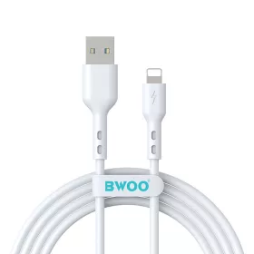   iPhone 8pin gyorstöltő adatkábel, 3A / 15W, 2M, fehér, BWOO BO-X172L-2M