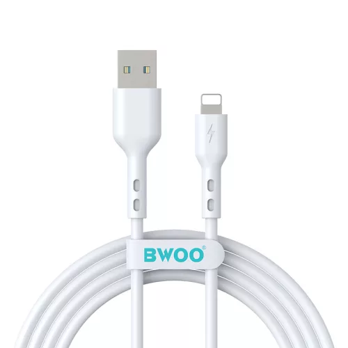 iPhone 8pin gyorstöltő adatkábel, 3A / 15W, 2M, fehér, BWOO BO-X172L-2M