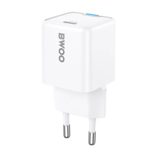 Univerzális hálózati gyors töltőfej, 1xType-C, PD3.0 / 30W / 3A, fehér, BWOO BO-CDA211