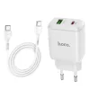 Hálózati töltőfej 1xType-C + Type-C - Type-C adatkábel, GaN, PD / QC, 3A / 30W, fehér, BWOO BO-CDA211C-C