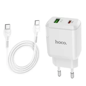   Hálózati töltőfej 1xType-C + Type-C - Type-C adatkábel, GaN, PD / QC, 3A / 30W, fehér, BWOO BO-CDA211C-C
