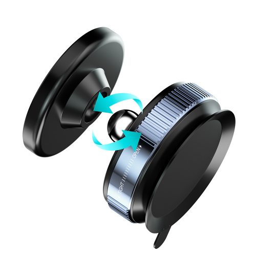 Műszerfalra helyezhető vákumos autós tartó, 360° fordítható, mágneses, fekete, BWOO BO-ZJ138