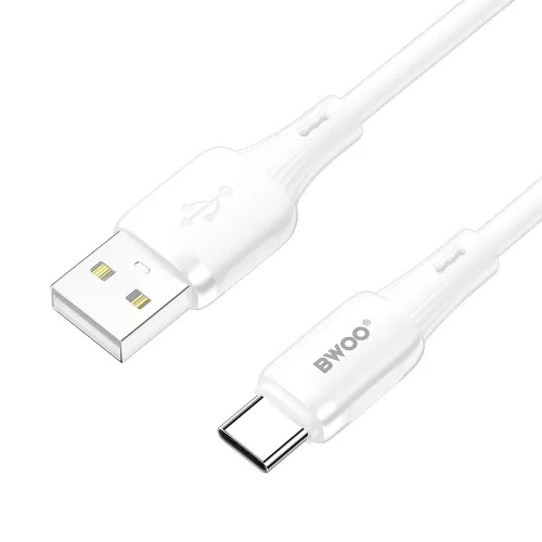 Type-C gyorstöltő adatkábel, 3A, 1M, fehér, BWOO BO-X329C