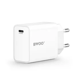   Univerzális hálózati gyors töltőfej, 1xType-C, PD3.0 / 20W / 3A, fehér, BWOO BO-CDA226