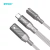 2in1 Type-C -  Type-C / 3,5mm jack aljzat audio és töltő adapter, szürke, 65W, szövettel fonott, 0.15M, BWOO BO-BZ67
