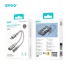 2in1 Type-C -  Type-C / 3,5mm jack aljzat audio és töltő adapter, szürke, 65W, szövettel fonott, 0.15M, BWOO BO-BZ67