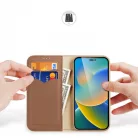 iPhone 15 Pro (6.1") telefon tok, könyvtok, oldalra nyíló tok, mágnesesen záródó, bőr, barna, Dux Ducis Hivo