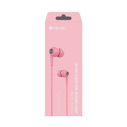 Devia EM018 jack (3.5 mm) rózsaszín hangerőszabályzós stereo headset, fülhallgató