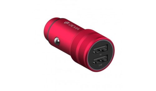 Devia piros szivartöltőfej 2USB 12W