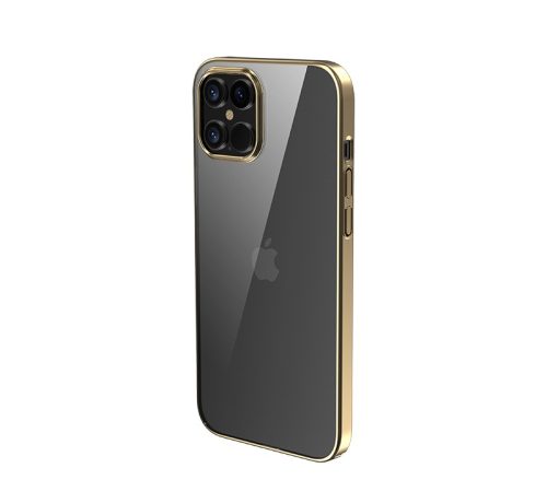 iPhone 11 Pro Max (6,5") kemény hátlap tok, TPU tok, átlátszó / arany keret, Devia Glimmer