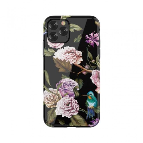iPhone 11 Pro (5,8") hátlap tok, műanyag tok, virág mintás, fekete, Devia Perfume Lily