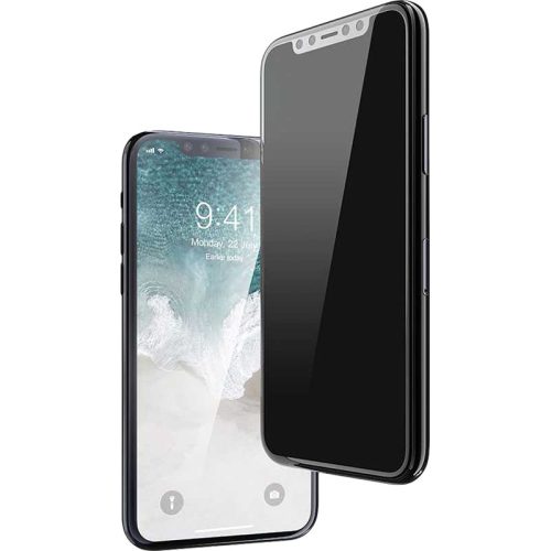 Devia iPhone 11 Pro (5,8") 3D fekete előlapi üvegfólia betekintés védelemmel + hátlapi fólia