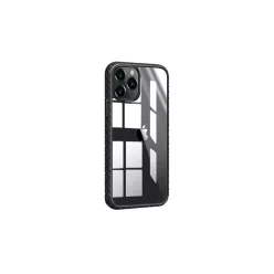   iPhone 12 Pro Max (6,7") ütésálló hátlap tok, TPU tok, átlátszó / fekete keret, Devia Shark4