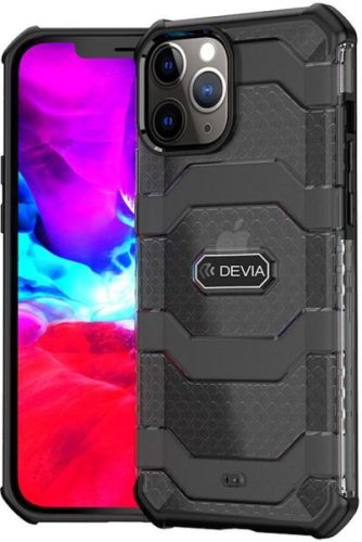 Devia Vanguard iPhone 12 / 12 Pro (6,1") ütésálló átlátszó hátlap tok fekete kerettel