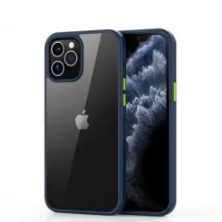   iPhone 12 Pro Max (6,7") ütésálló hátlap tok, TPU tok, átlátszó / kék kerettel, Devia Shark