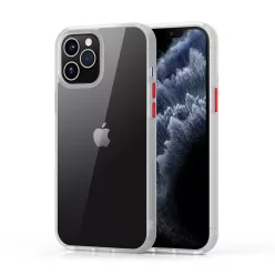   iPhone 12 Pro Max (6,7") ütésálló hátlap tok, TPU tok, átlátszó / matt fehér kerettel, Devia Pioneer