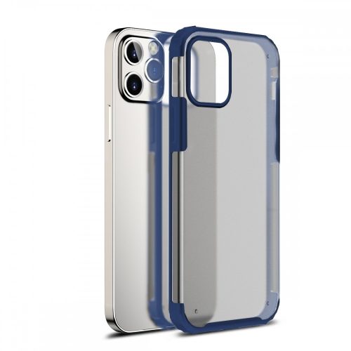 Devia Pioneer iPhone 12 / 12 Pro (6,1") ütésálló átlátszó hátlap tok kék kerettel