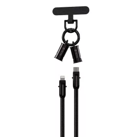   Type-C - iPhone 8pin gyorstöltő adatkábel, nylon fonott, 1.2M, 27W, fekete, Devia 2in1