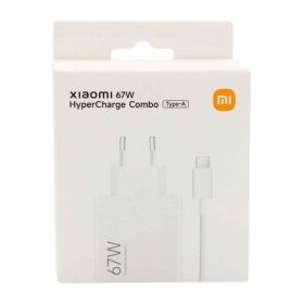   Xiaomi hálózati töltőfej 1xUSB + Type-C adatkábel, 6.2A/67W, gyári, fehér, MDY-12-EH