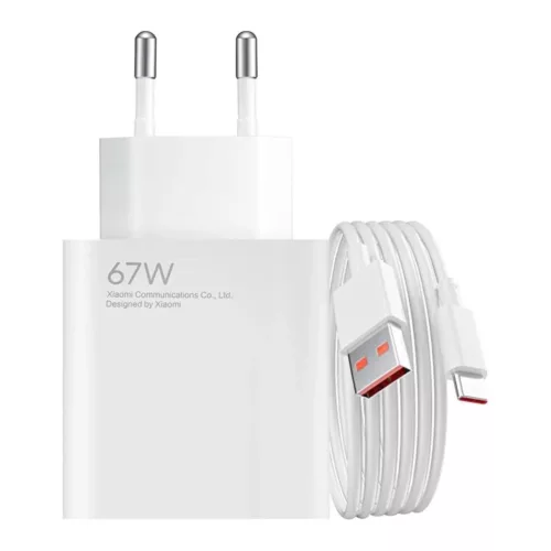 Xiaomi hálózati töltőfej 1xUSB + Type-C adatkábel, 6.2A/67W, gyári, fehér, MDY-12-EH