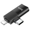 2in1 OTG adapter USB-A / USB-C - Lightning, fekete, Hoco UA17