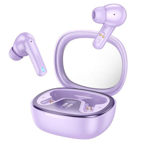 Stereo bluetooth headset vezeték nélküli töltőtokkal, TWS, lila, Hoco EQ6