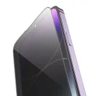 iPhone 15 / 16 (6,1") előlapi üvegfólia, 3D / 9H, edzett, fekete keret, betekintés védelem, Full Glue, Hoco G15 Privacy