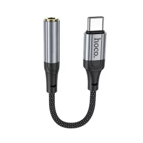   Type-C - Jack 3,5mm audio aljzat adapter, fekete, 0.12M, Hoco LS36
