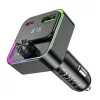 Bluetooth FM transmitter, 1xUSB / 1xType-C, QC3.0 / PD 30W, BT5.0, fekete, Hoco Pole E81