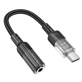 Type-C - Jack 3,5mm audio aljzat adapter, fekete, Hoco LS37