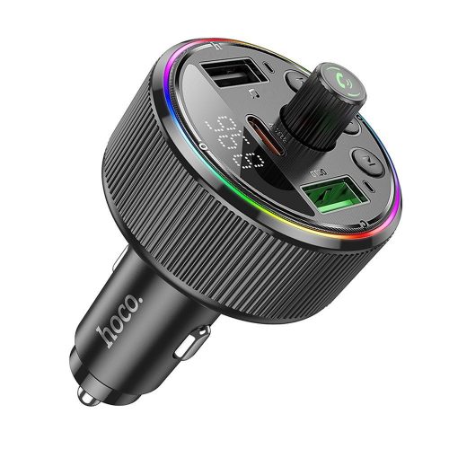 Bluetooth FM transmitter, 2xUSB / 1xType-C, QC3.0 / PD 30W, BT5.3, fekete, Hoco E82