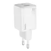 Hálózati gyors töltőfej, 1x USB / 1x Type-C, PD20W / QC3.0, 3A, GaN technológia, fehér, Hoco N41