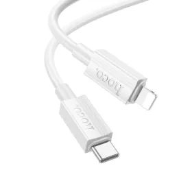   Type-C - iPhone 8pin gyorstöltő adatkábel, 27W / 2.4A, 1M, fehér, Hoco X107