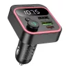 Bluetooth FM transmitter, 2xUSB / 1xType-C, QC3.0 / PD 20W, BT5.4, fekete, HOCO Bravery E85 