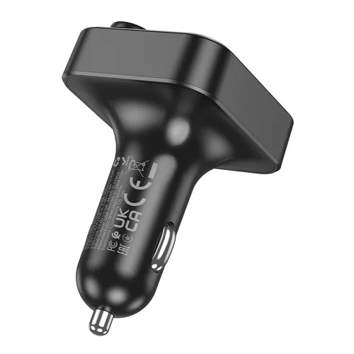 Bluetooth FM transmitter, 2xUSB / 1xType-C, QC3.0 / PD 20W, BT5.4, fekete, HOCO Bravery E85 