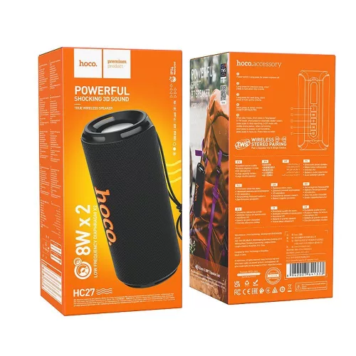 Bluetooth hangszóró, 2x8W, fekete, IPX5, Hoco HC27