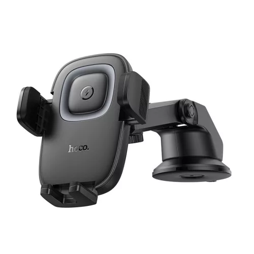 Műszerfalra helyezhető autós tartó wireless töltővel, 2A / 15W, fekete, Hoco HW32