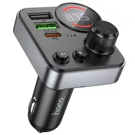   Bluetooth FM transmitter, 2xUSB / 1xType-C, QC3.0 / PD 48W, BT5.4, fekete, HOCO E86 