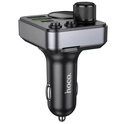 Bluetooth FM transmitter, 2xUSB / 1xType-C, QC3.0 / PD 48W, BT5.4, fekete, HOCO E86 