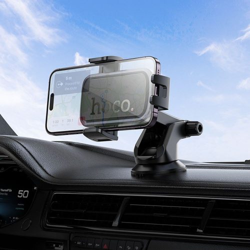 Szélvédőre / műszerfalra rögzíthető autós tartó, 360° forgatható, fekete, Hoco H79