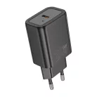 Univerzális hálózati gyors töltőfej, 1xType-C, PD / QC / 20W / 3A, fekete, Hoco N60