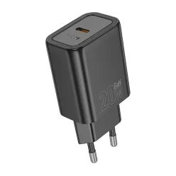   Univerzális hálózati gyors töltőfej, 1xType-C, PD / QC / 20W / 3A, fekete, Hoco N60